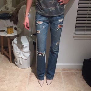 AG distressed bootcut jeans
